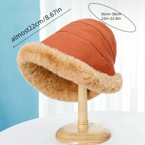 BRAND NEW Winter Thermal Bucket/Fisherman Warmer Hat with Faux Fur - - Picture 7 of 10